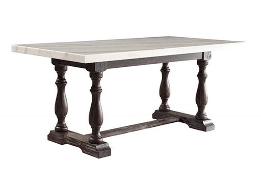 Acme Furniture - Gerardo White Marble and Weathered Espresso Dining Table - 60820