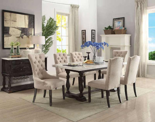 Acme Furniture - Gerardo White Marble and Weathered Espresso 7 Piece Dining Room Set - 60820-7SET