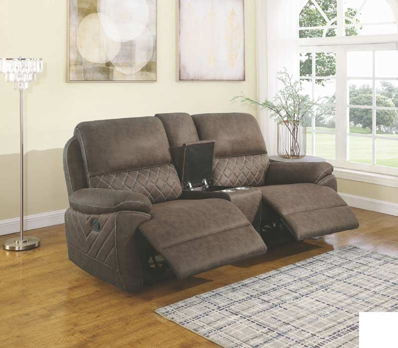 Coaster Furniture - Variel Taupe Reclining Loveseat With Console - 608982 - GreatFurnitureDeal