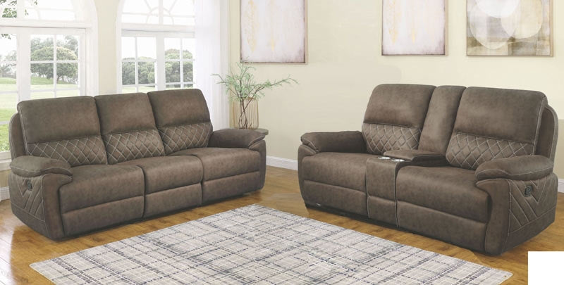 Coaster Furniture - Variel Taupe Reclining Loveseat With Console - 608982