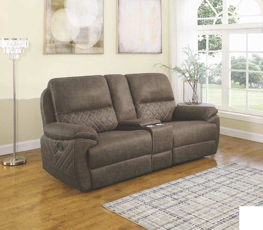 Coaster Furniture - Variel Taupe Reclining Loveseat With Console - 608982