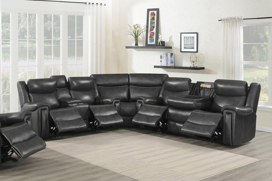 Coaster Furniture - Shallowford 3-Piece Upholstered Power^2 Sectional Hand Rubbed Charcoal - 609320PPI