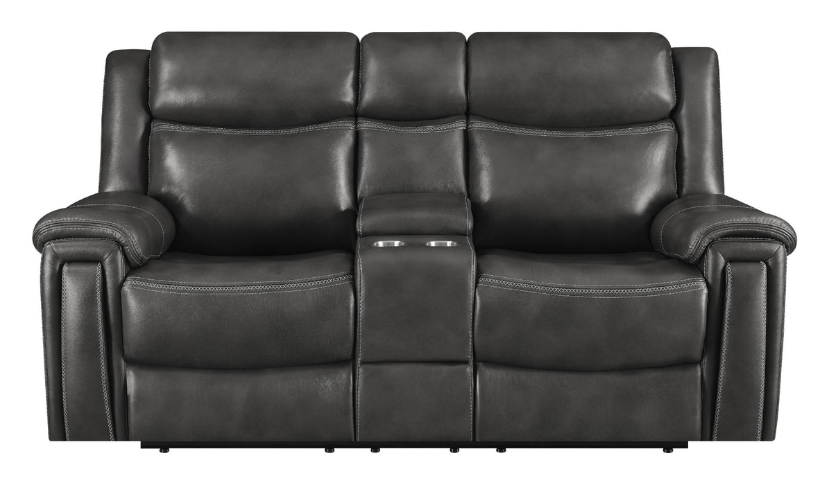 Coaster Furniture - Shallowford Upholstered Power^2 Loveseat With Console Hand Rubbed Charcoal - 609322PP