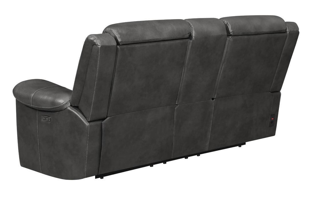 Coaster Furniture - Shallowford Upholstered Power^2 Loveseat With Console Hand Rubbed Charcoal - 609322PP - GreatFurnitureDeal