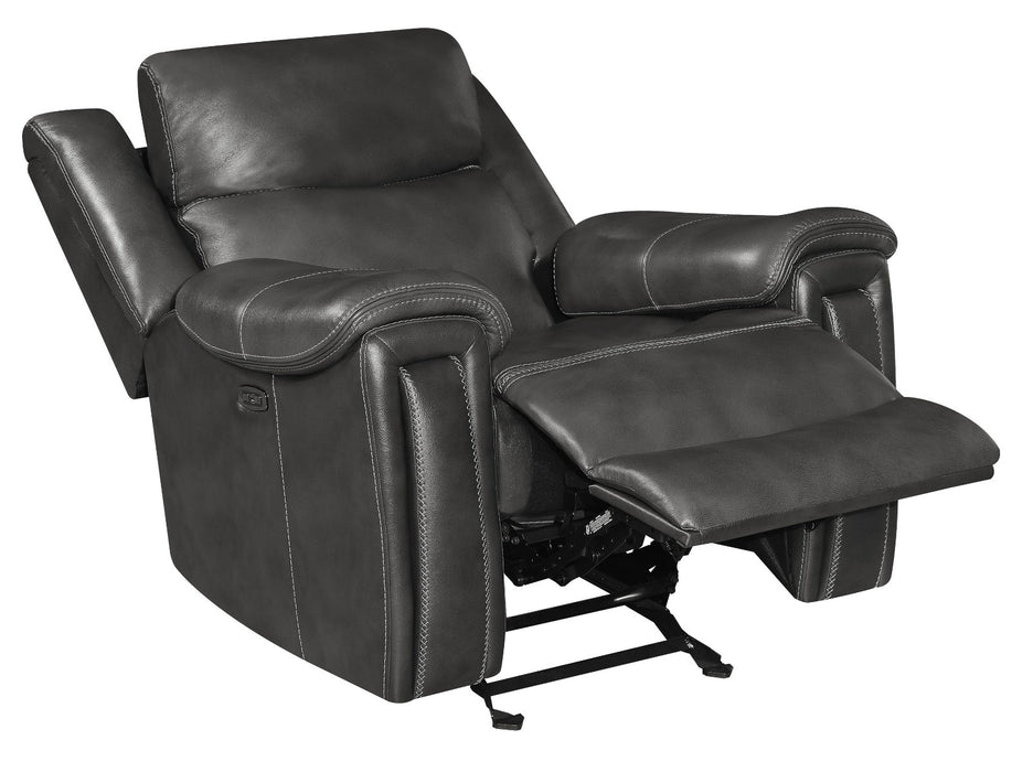 Coaster Furniture - Shallowford Upholstered Power^2 Glider Recliner Hand Rubbed Charcoal - 609323PP