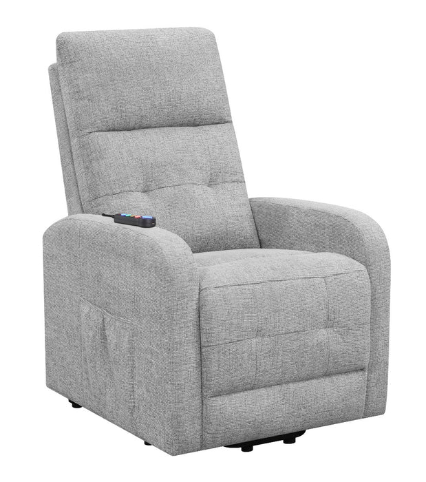 Coaster Furniture - Tufted Upholstered Power Lift Recliner Grey - 609402P