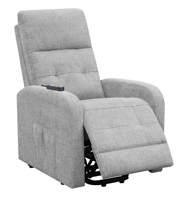 Coaster Furniture - Tufted Upholstered Power Lift Recliner Grey - 609402P