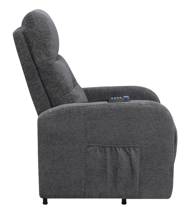 Coaster Furniture - Tufted Upholstered Power Lift Recliner Charcoal - 609403P