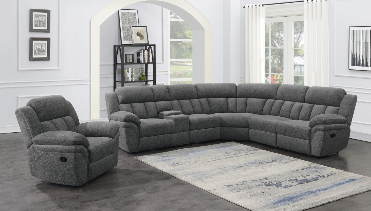 Coaster Furniture - Bahrain 6-Piece Upholstered Motion Sectional Charcoal - 609540