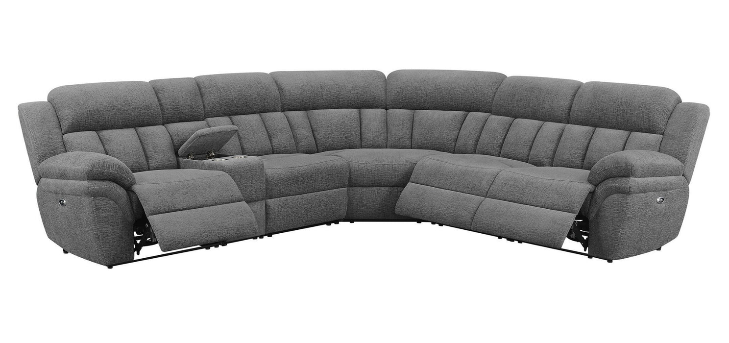 Coaster Furniture - Bahrain 6-Piece Upholstered Motion Sectional Charcoal - 609540