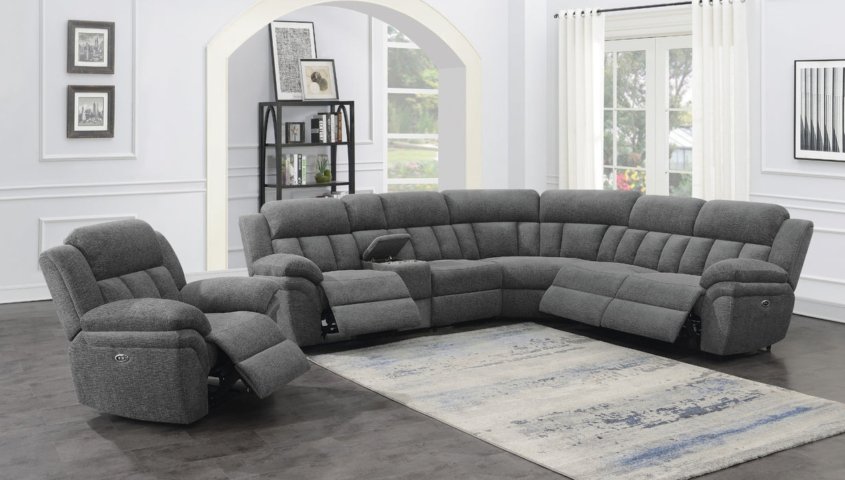 Coaster Furniture - Bahrain 6-Piece Upholstered Power Sectional Charcoal - 609540P