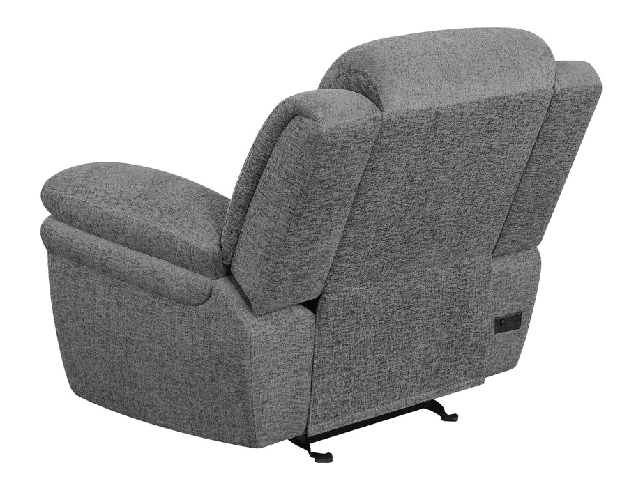 Coaster Furniture - Bahrain Upholstered Power Glider Recliner Charcoal - 609543P