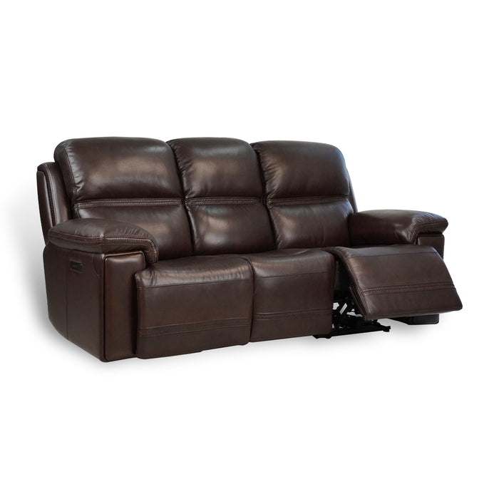 GFD Home - Timo Top Grain Leather Power Reclining Sofa | Adjustable Headrest | Cross Stitching | All Seat With Dual Power - GreatFurnitureDeal