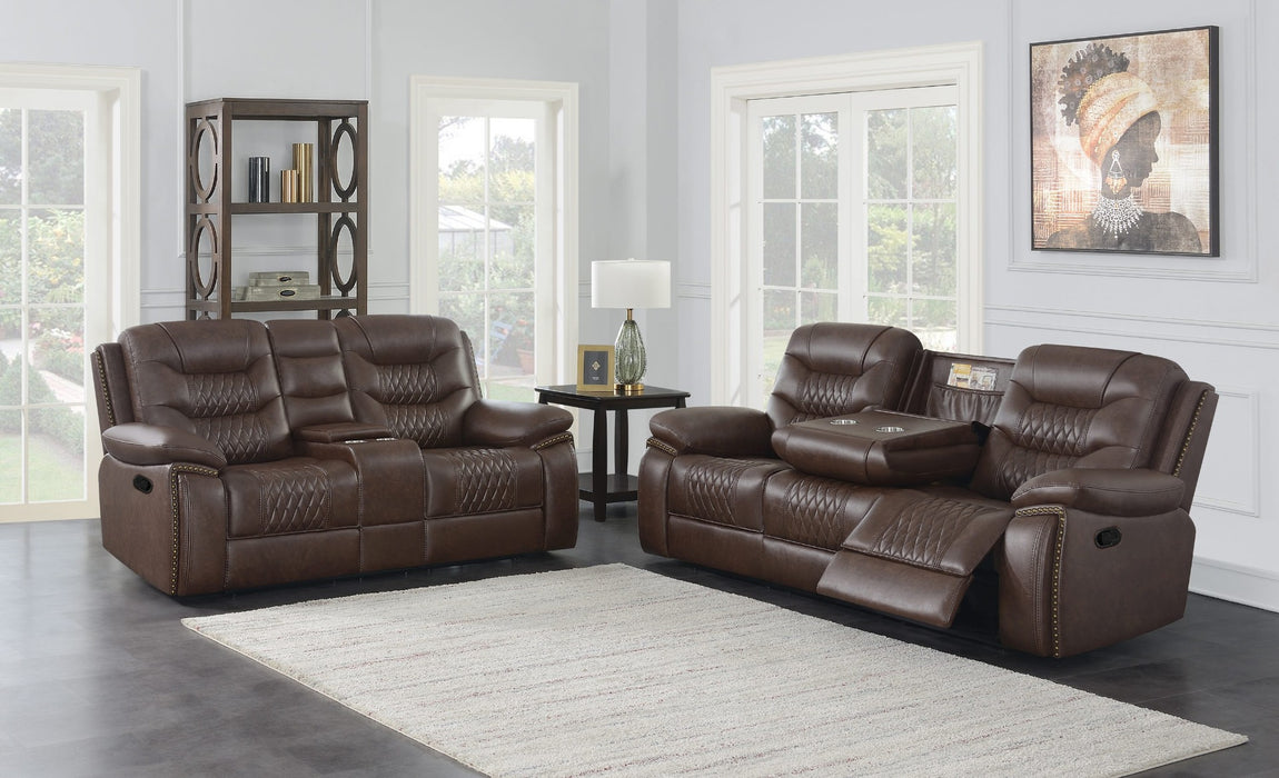 Coaster Furniture - Flamenco 2-Piece Tufted Upholstered Motion Living Room Set Brown - 610201-S2 - GreatFurnitureDeal