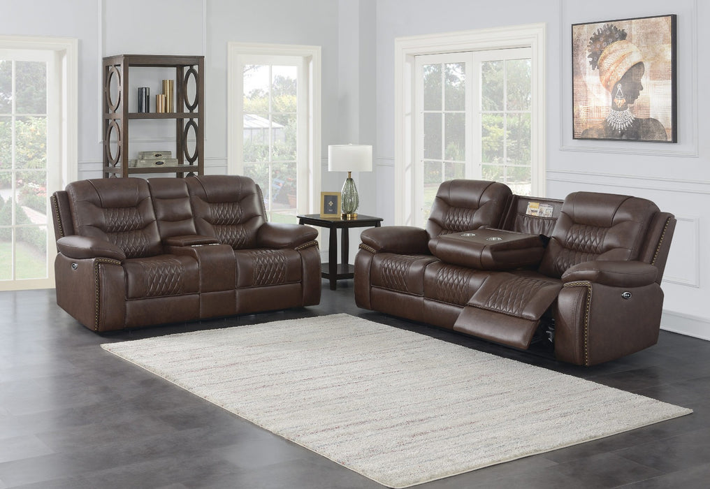 Coaster Furniture - Flamenco Tufted Upholstered Power Sofa Brown - 610201P - GreatFurnitureDeal