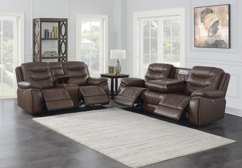 Coaster Furniture - Flamenco 2-Piece Tufted Upholstered Power Living Room Set Brown - 610201P-S2