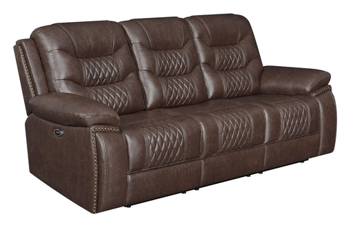 Coaster Furniture - Flamenco Tufted Upholstered Power Sofa Brown - 610201P - GreatFurnitureDeal