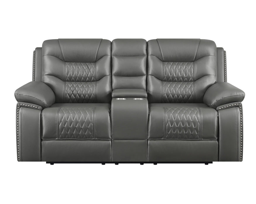 Coaster Furniture - Flamenco Tufted Upholstered Power Loveseat With Console Charcoal - 610205P - GreatFurnitureDeal
