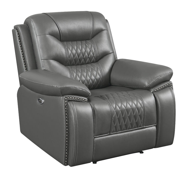Coaster Furniture - Flamenco Tufted Upholstered Power Recliner Charcoal - 610206P
