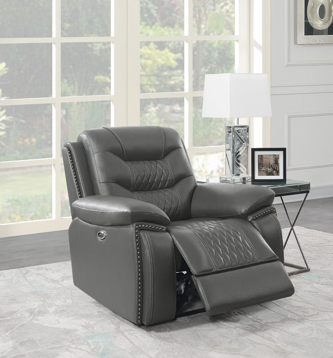 Coaster Furniture - Flamenco Tufted Upholstered Power Recliner Charcoal - 610206P - GreatFurnitureDeal