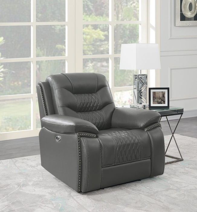 Coaster Furniture - Flamenco Tufted Upholstered Power Recliner Charcoal - 610206P - GreatFurnitureDeal