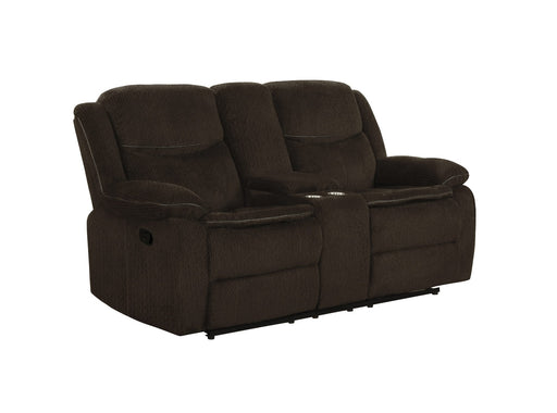 Coaster Furniture - Jennings Upholstered Motion Loveseat With Console Brown - 610252 - GreatFurnitureDeal