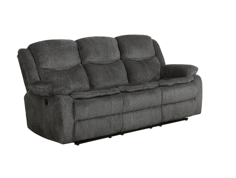 Coaster Furniture - Jennings Upholstered Motion Sofa With Drop-Down Table Charcoal - 610254