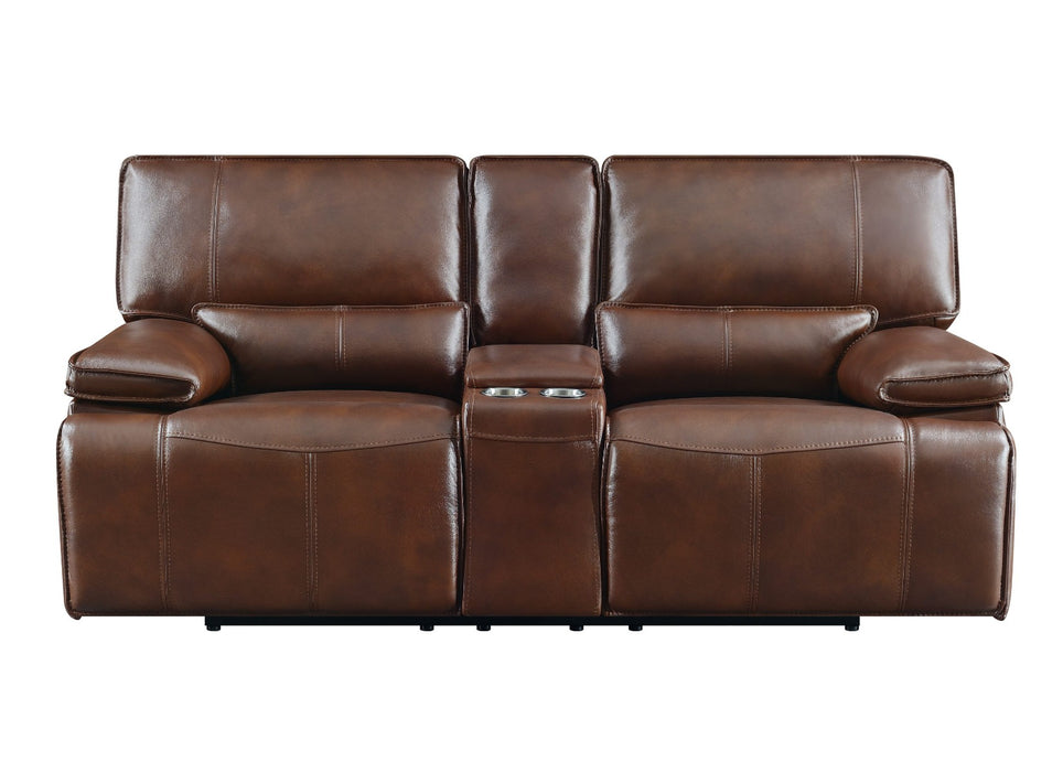 Coaster Furniture - Southwick Pillow Top Arm Power Loveseat With Console Saddle Brown - 610412P
