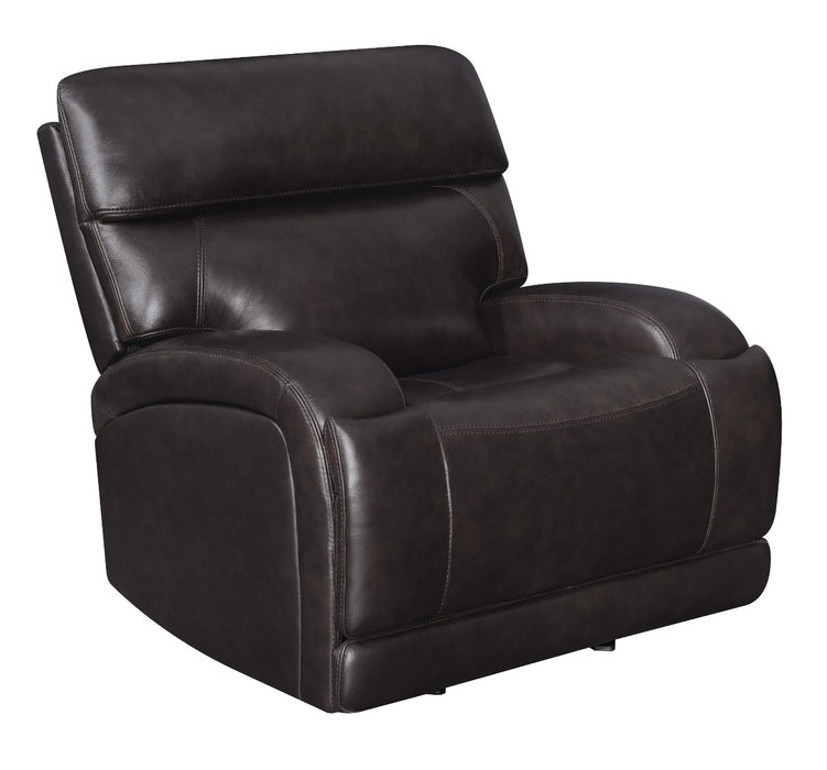 Coaster Furniture - Longport Upholstered Power Glider Recliner Dark Brown - 610483P - GreatFurnitureDeal