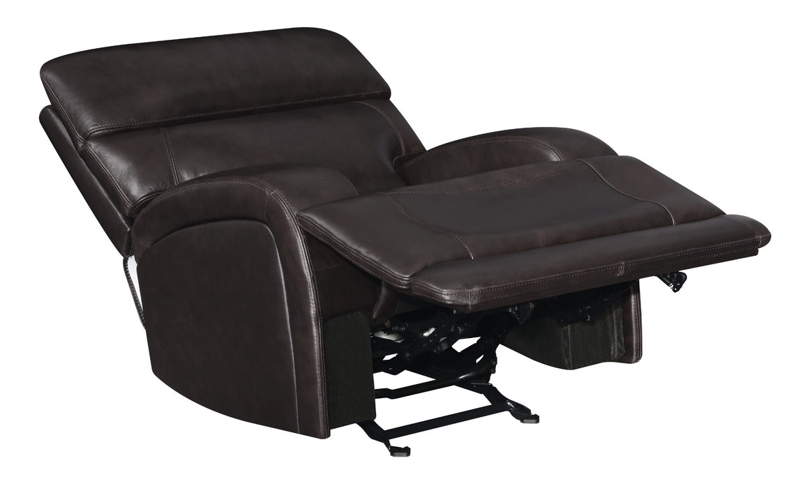 Coaster Furniture - Longport Upholstered Power Glider Recliner Dark Brown - 610483P - GreatFurnitureDeal