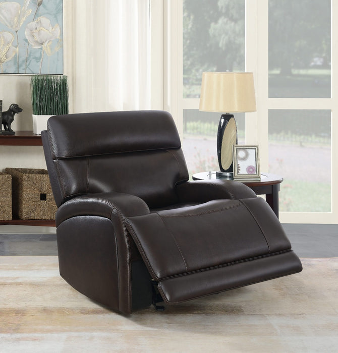 Coaster Furniture - Longport Upholstered Power Glider Recliner Dark Brown - 610483P