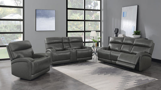 Coaster Furniture - Longport 3-Piece Upholstered Power Living Room Set Charcoal - 610484P-S3 - GreatFurnitureDeal