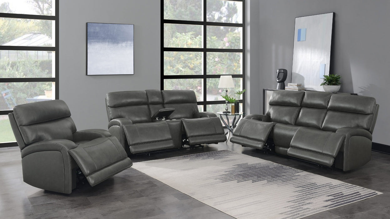 Coaster Furniture - Longport 3-Piece Upholstered Power Living Room Set Charcoal - 610484P-S3