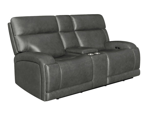 Coaster Furniture - Longport Upholstered Power Loveseat With Console Charcoal - 610485P - GreatFurnitureDeal