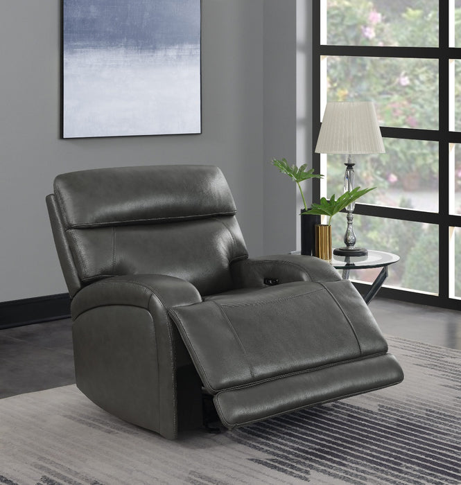 Coaster Furniture - Longport Upholstered Power Glider Recliner Charcoal - 610486P