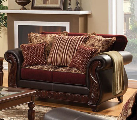 Furniture of America - Franklin Burgundy 3 Piece Living Room Set - SM6107N-SF-LV-CH - GreatFurnitureDeal