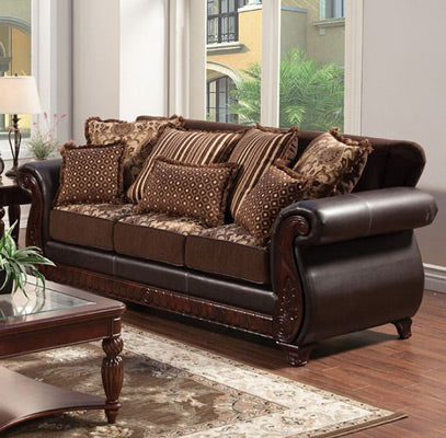 Furniture of America - Franklin Dark Brown 2 Piece Sofa Set - SM6106N-SF-LV - GreatFurnitureDeal
