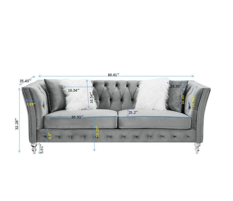 GFD Home - L8085B Two-seat + three-seat modular sofa light gray - GreatFurnitureDeal