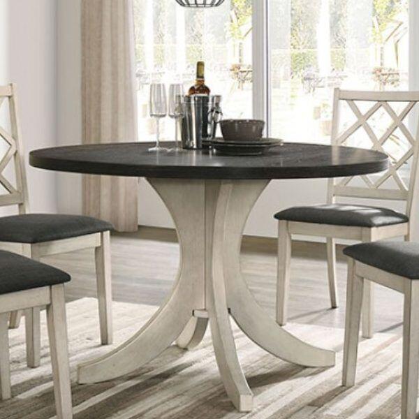 Furniture of America - Haleigh 5 Piece Round Dining Room Set In Antique White Gray - CM3491RT-5SET