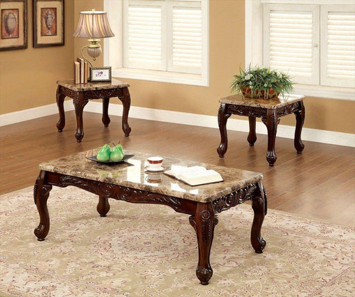 Furniture of America - Lechester 3 Piece Occasional Table Set In Dark Oak And Ivory - CM4487-3PK - GreatFurnitureDeal