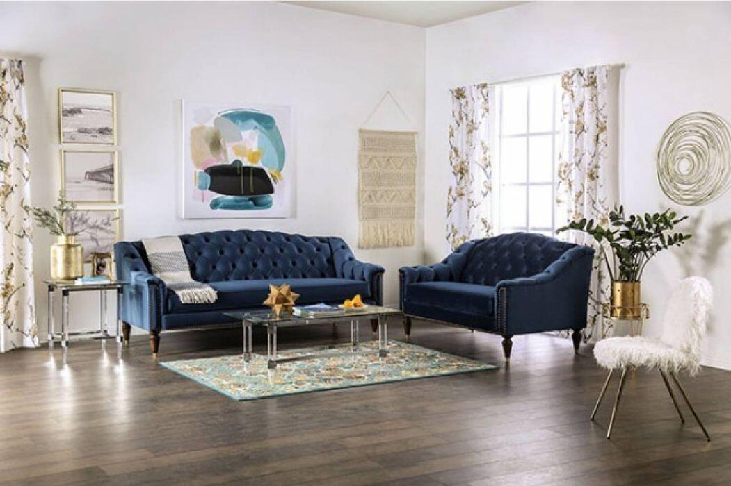 Furniture of America - Martinique Loveseat In Blue - SM2230-LV