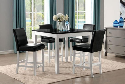 Furniture of America - Mathilda 5 Piece Counter Height Table Set In Black White - CM3143PT-5PK - GreatFurnitureDeal