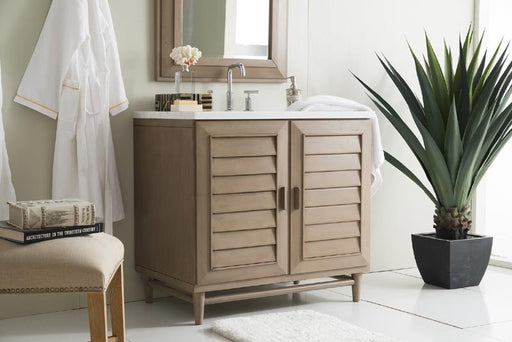 James Martin Furniture - Portland 36" Single Vanity, White Washed Walnut with 3 CM Carrara Marble Top - 620-V36-WW-3CAR - GreatFurnitureDeal