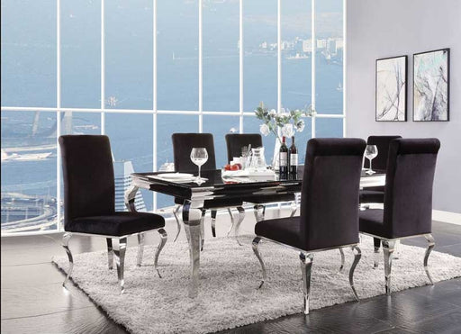 Acme Furniture - Fabiola Stainless Steel & Black Glass 5 Piece Dining Table Set - 62070-5SET