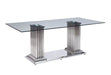Acme Furniture - Cyrene Stainless Steel & Clear Glass Dining Table - 62075
