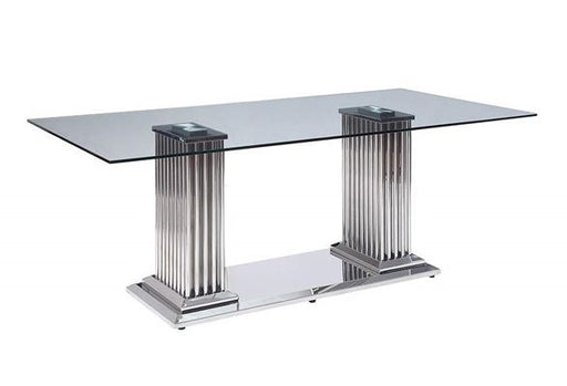 Acme Furniture - Cyrene Stainless Steel & Clear Glass Dining Table - 62075 - GreatFurnitureDeal