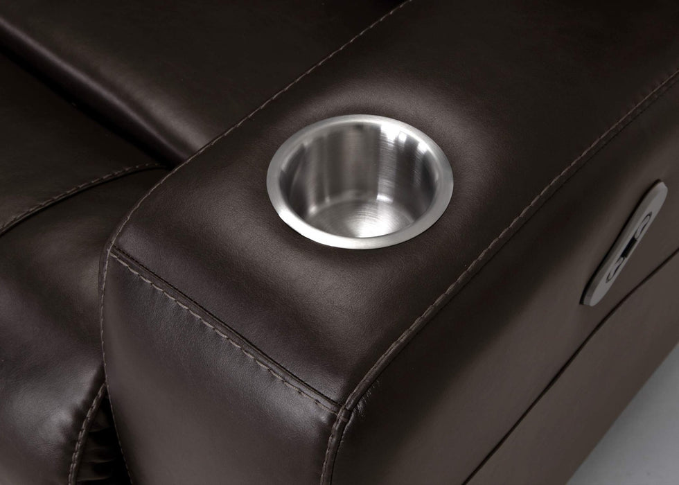 Franklin Furniture - Carver Power Reclining Console Loveseat w- Power Headrest in Blast Chocolate - 62835-3959-02 - GreatFurnitureDeal