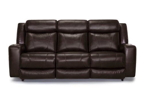 Franklin Furniture - Carver Power Reclining Sofa w- Power Headrest, Drop Down Table in Blast Chocolate - 62847-3959-02