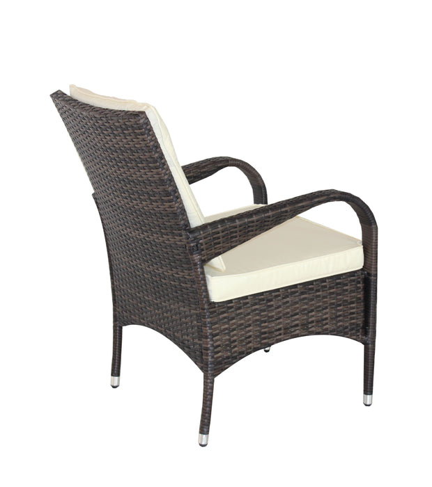 GFD Home - Patio 7-Piece Rectangular Dining Set with 6 Dining Chairs (Brown &Beige Cushion ) - GreatFurnitureDeal