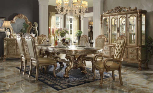 Acme Furniture - Dresden 8 Piece Dining Table Set in Gold Patina-Bone - 63150-8SET - GreatFurnitureDeal